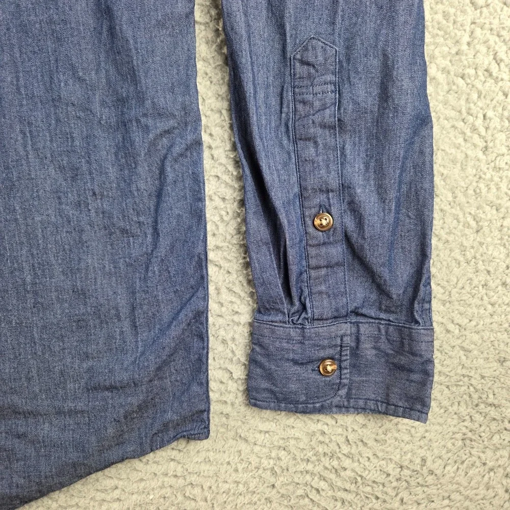 Mugsy Shirt Men XL Chambray‎ Button Down Blue L/S Cotton Blend
